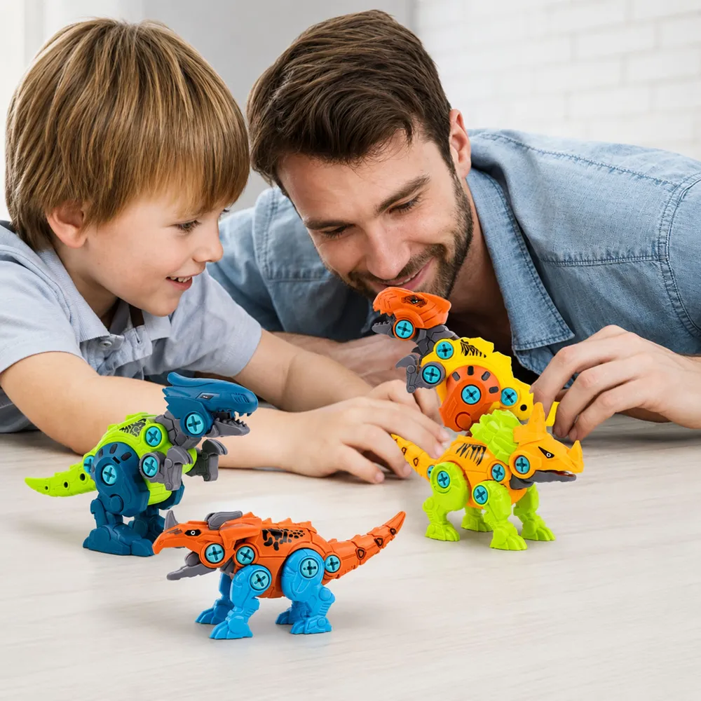 Klocki Konstrukcyjne Dinozaury Zestaw do Skręcania z Wkrętarką 4w1 – zdjęcie 7 z 8