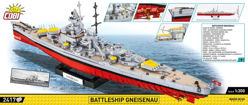 Klocki Historical Collection Battleship Gneisenau – zdjęcie 2 z 10